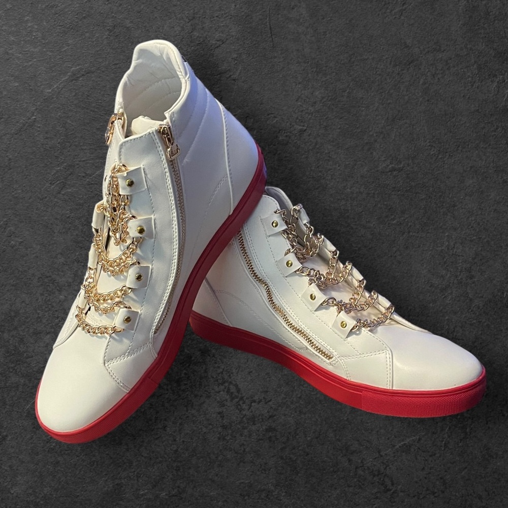 FIESSO ENCORE Fashion Shoes White with Red Leather Soles